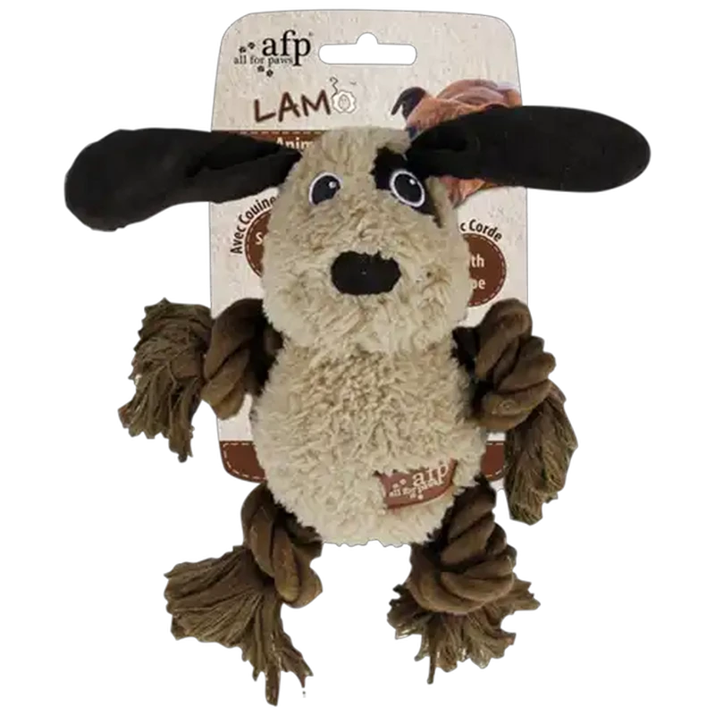 All For Paws Brown Mouse Cuddle Ball Rope Dog Toy