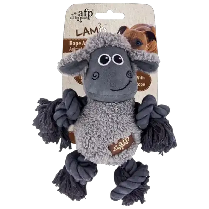 All For Paws Grey Sheep Cuddle Ball Rope Dog Toy
