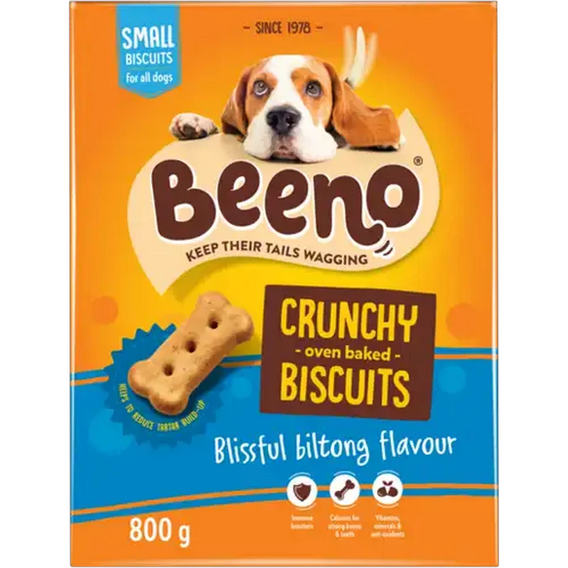 BEENO Crunchy Blissful Biltong Flavour Small Dog Biscuits 800g
