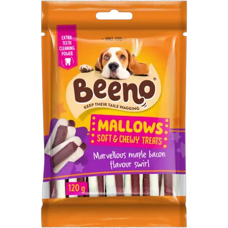 BEENO Mallows Maple Bacon Flavoured Swirl Dog Treats 120g