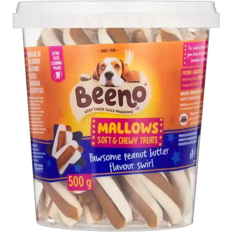 BEENO Mallows Peanut Butter Flavour Dog Treats 500g
