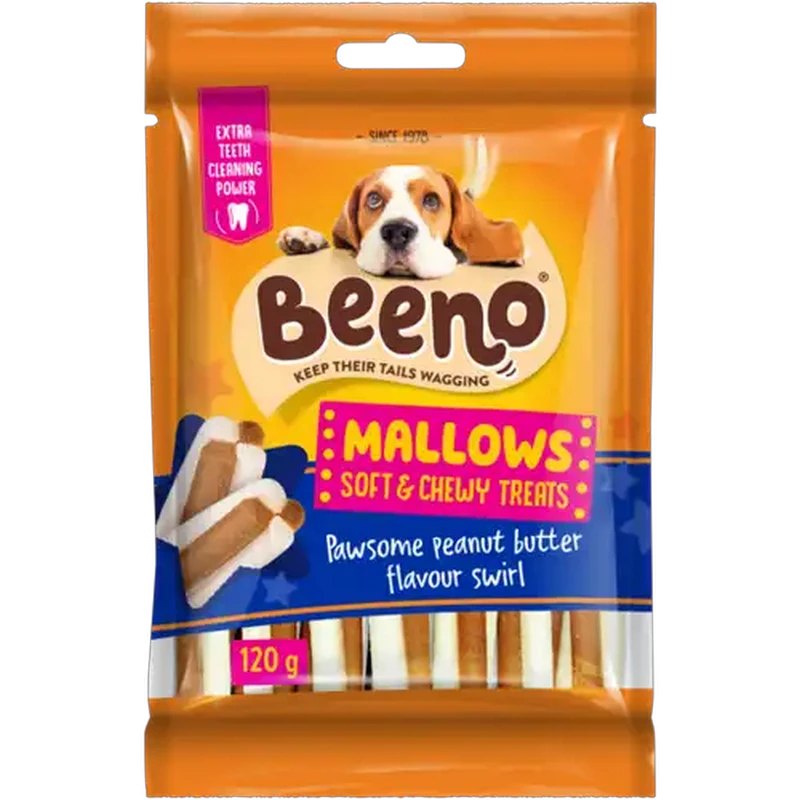 BEENO Mallows Peanut Butter Flavoured Swirl Dog Treats 120g