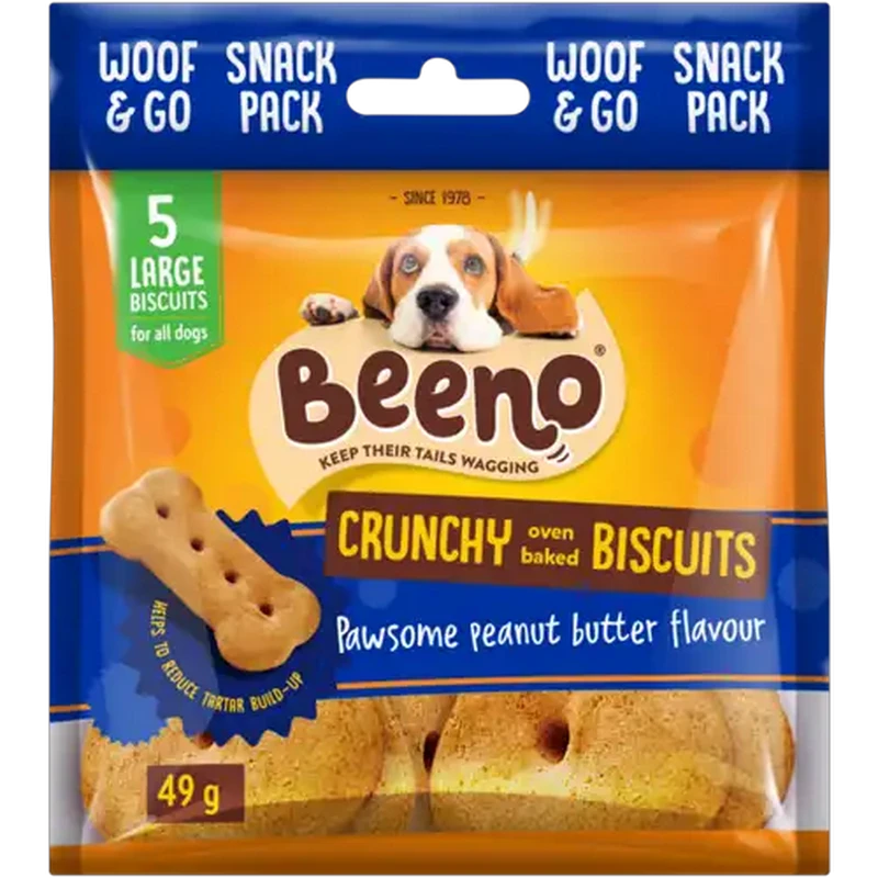 BEENO Pawsome Peanut Butter Flavour Crunchy Oven Baked Biscuits 49g