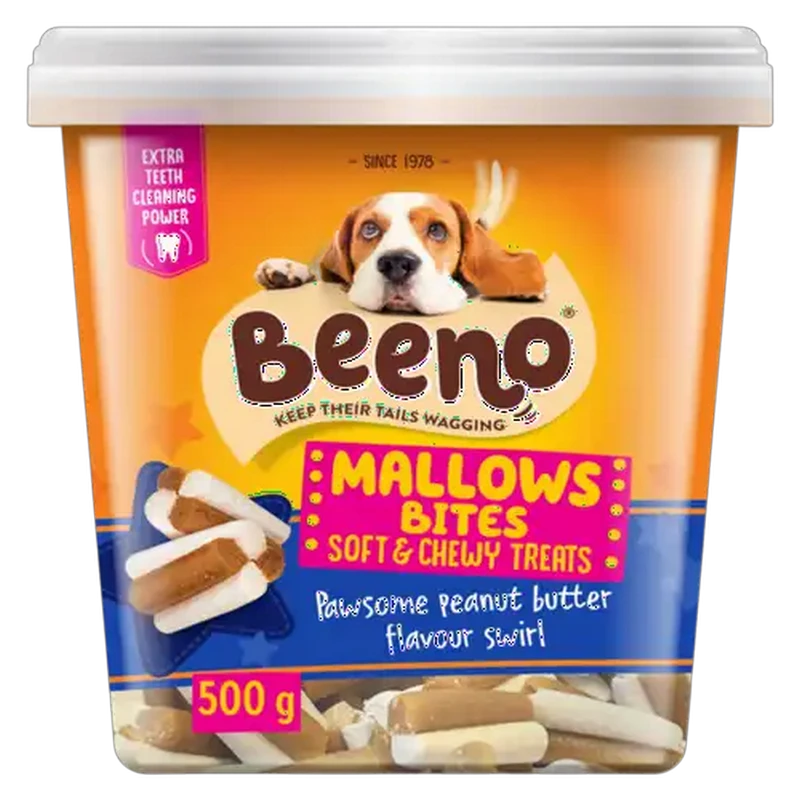 BEENO Pawsome Peanut Butter Flavour Mallows Bites Dog Treats 500g
