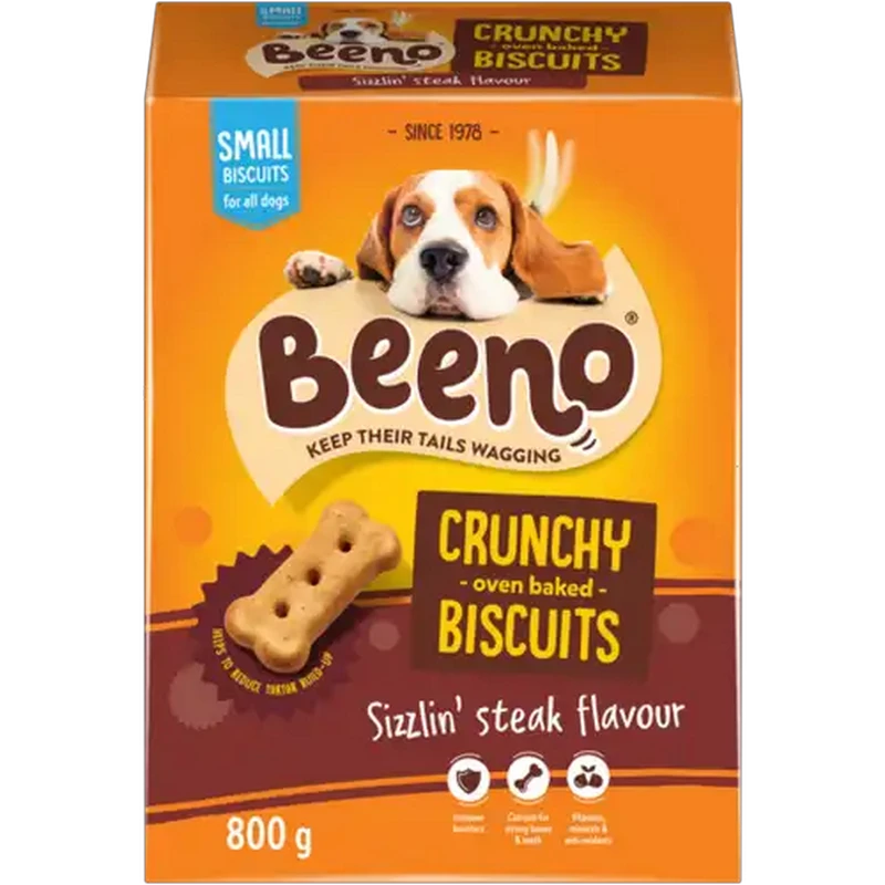 BEENO Small Sizzlin' Steak Flavour Dog Biscuits 800g