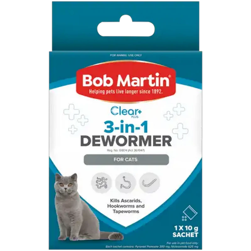 Bob Martin Clear Plus All 3-in-1 Dewormer for Cats 10g