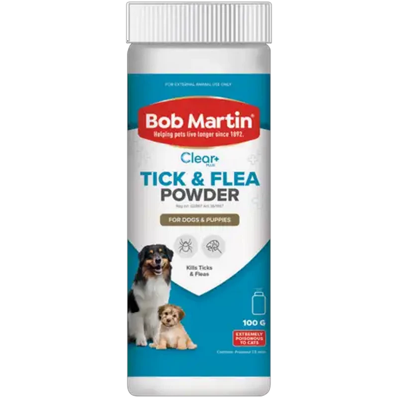 Bob Martin Clear Plus All Tick & Flea Powder For Dogs & Puppies 100g