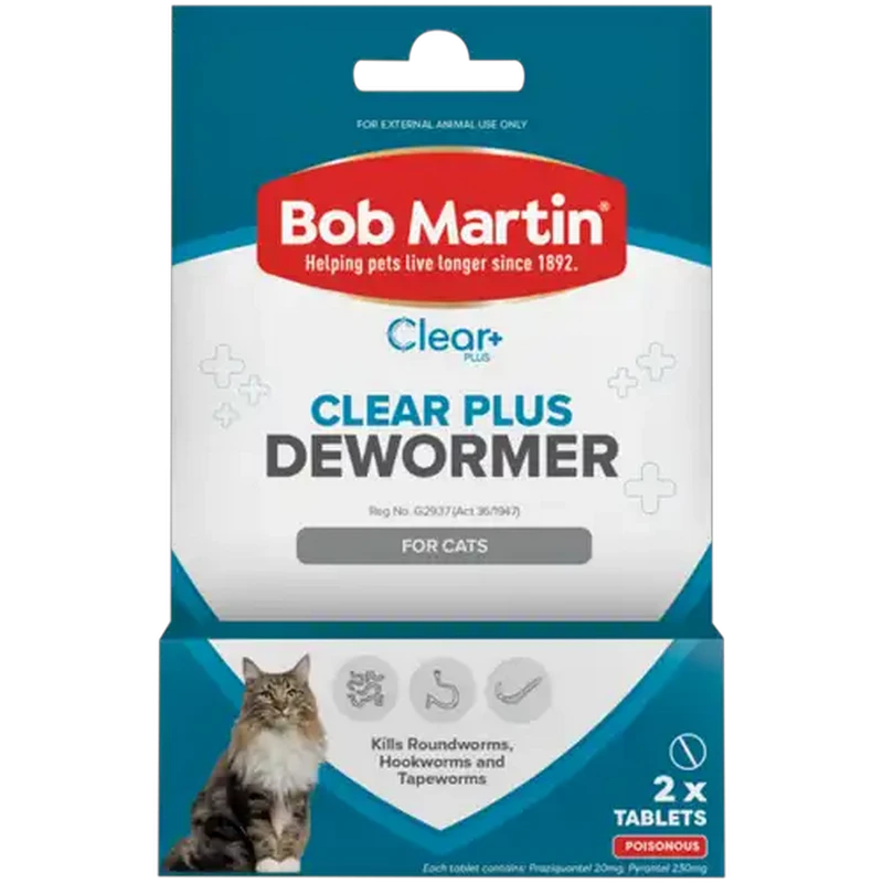 Bob Martin Clear Plus Dewormer Tablet for Cats 2 Pack