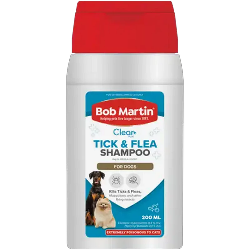 Bob Martin Clear Plus Tick & Flea Shampoo for Dogs 200ml