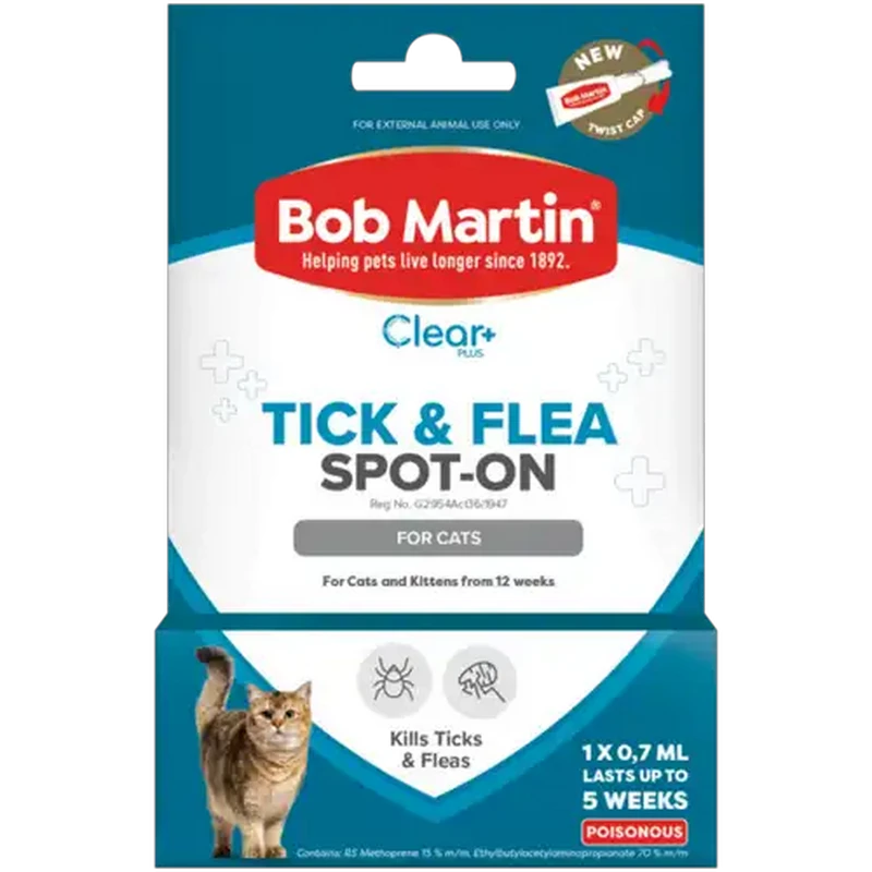 Bob Martin Clear Plus Tick & Flea Spot-On for Cats 0.7ml