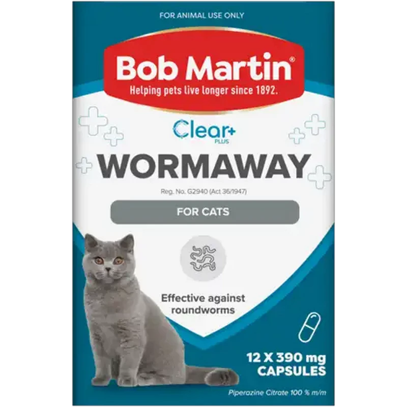 Bob Martin Clear Plus Wormaway Deworming Capsules for Cats 12-Pack