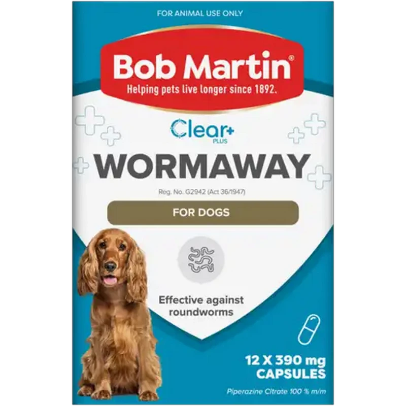 Bob Martin Clear Plus Wormaway Deworming Capsules for Dogs 12-Pack