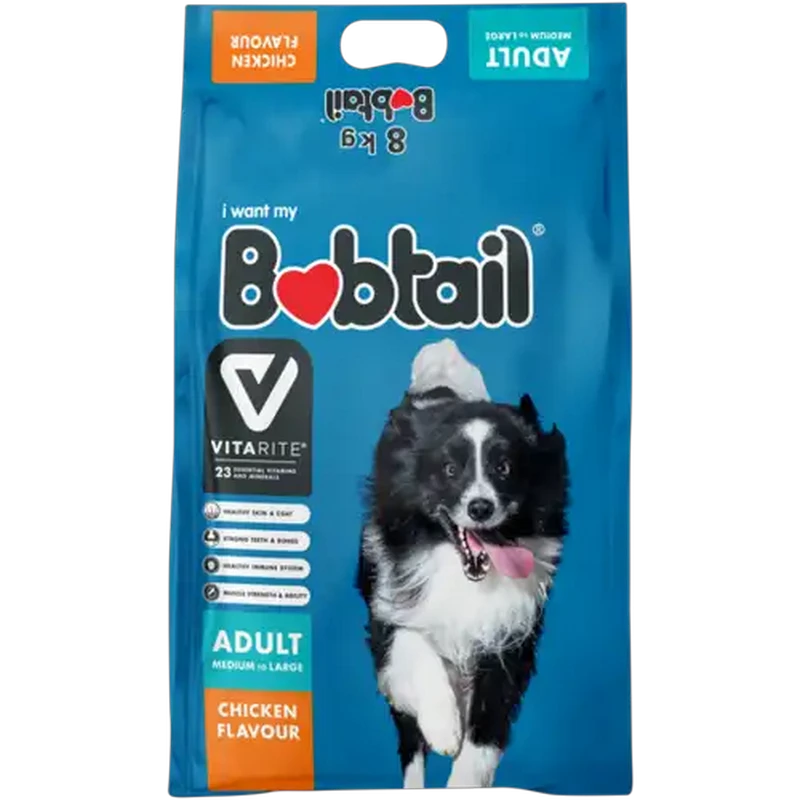 Bobtail Chicken Flavour Medium-Large Adult Dry Dog Food 8kg
