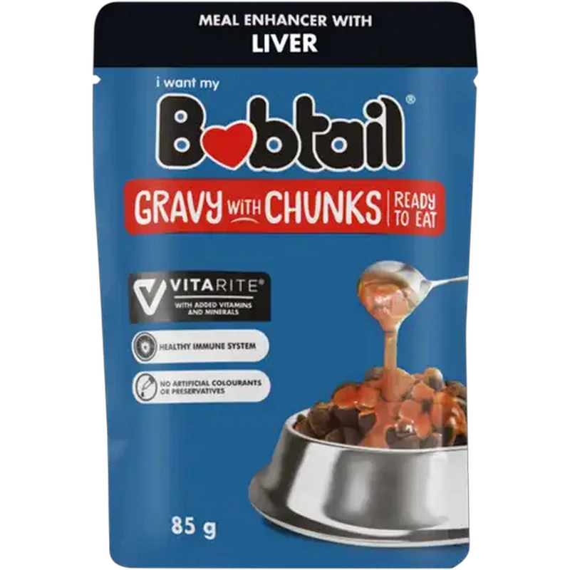 Bobtail Liver Gravy With Chunks Dog Food 85g