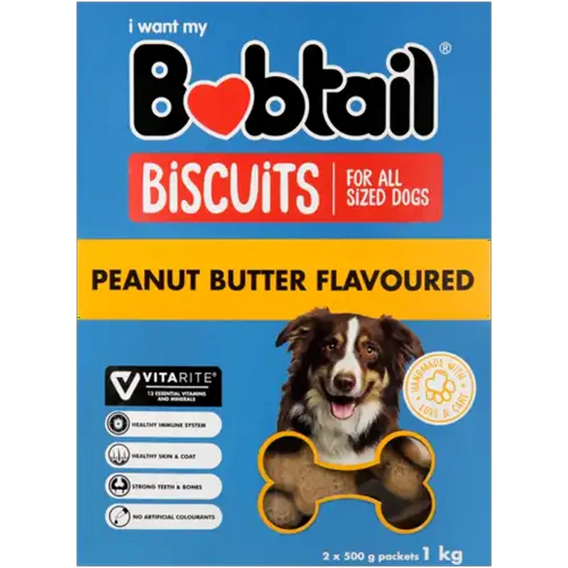 Bobtail Peanut Butter Flavoured Dog Biscuits 1kg