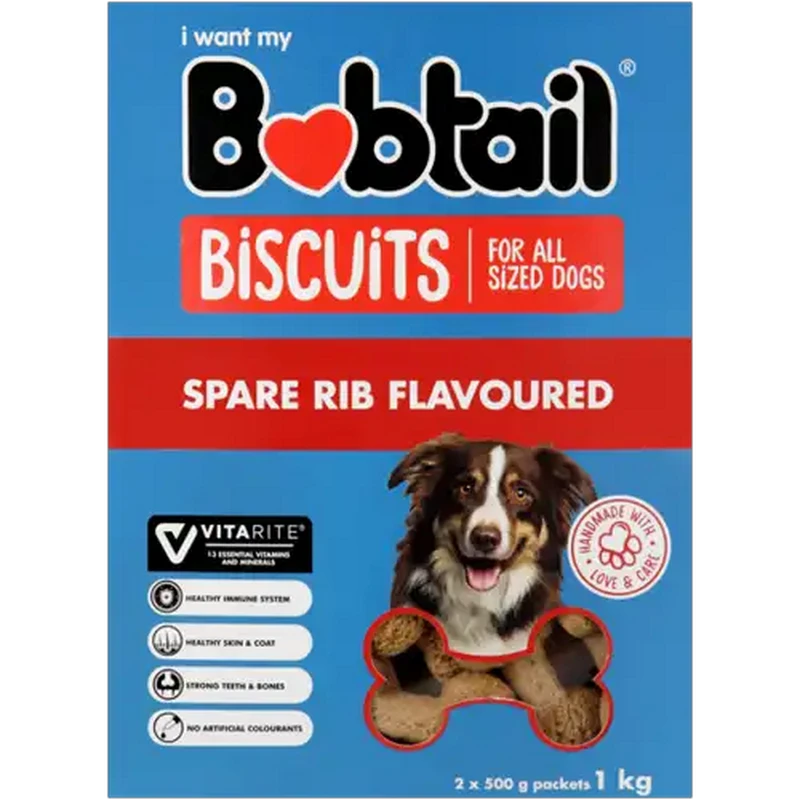 Bobtail Spare Rib Flavoured Dog Biscuits 1kg