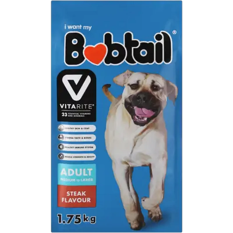 Bobtail Steak Flavoured Medium Adult Dog Food 1.75kg