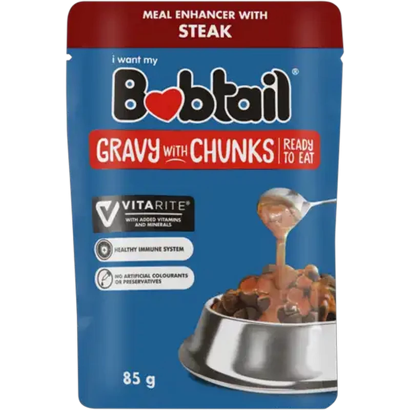 Bobtail Steak Gravy With Chunks Dog Food 85g