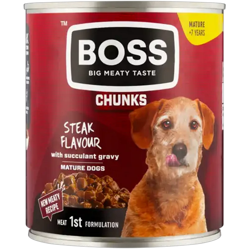 Boss Steak Flavour Mature Wet Dog Food Chunks with Succulant Gravy 775g