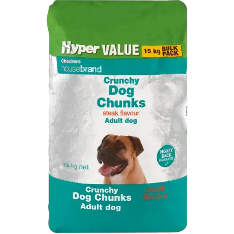 Checkers Housebrand Hyper Value Steak Flavour Crunchy Dog Chunks 15kg