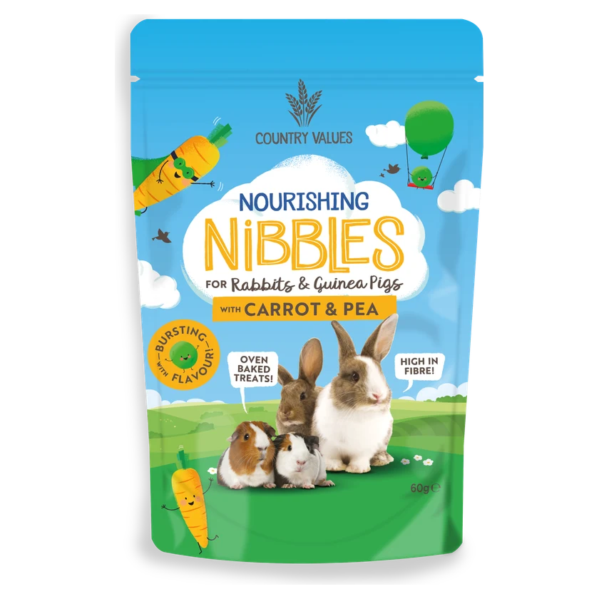 Country Values Carrot & Pea Nourishing Nibbles for Rabbit & Guinea Pigs 60g