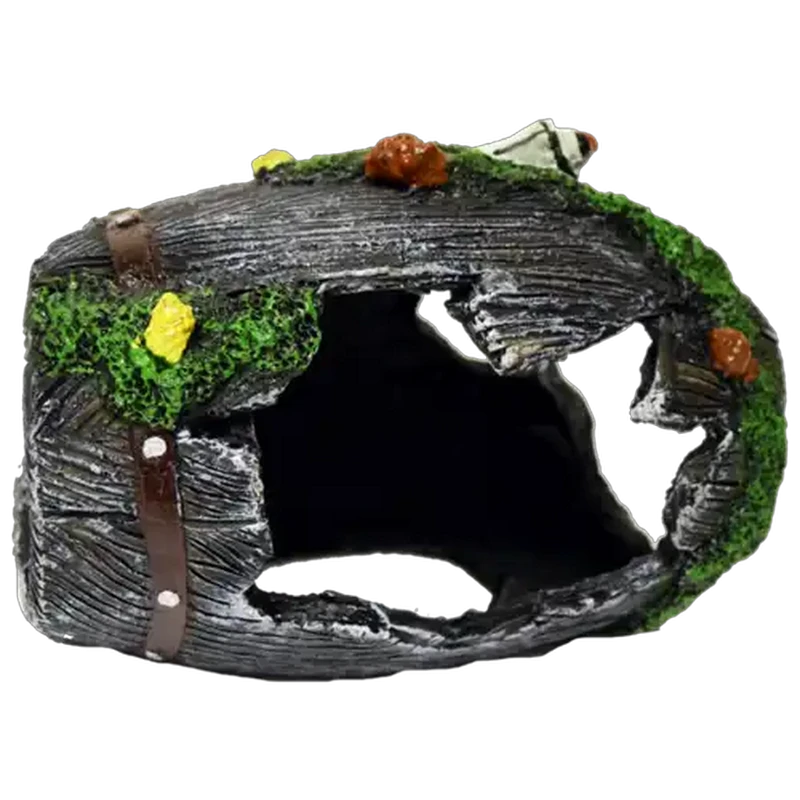 Daro Brown Bark Barrel Aquarium Ornament
