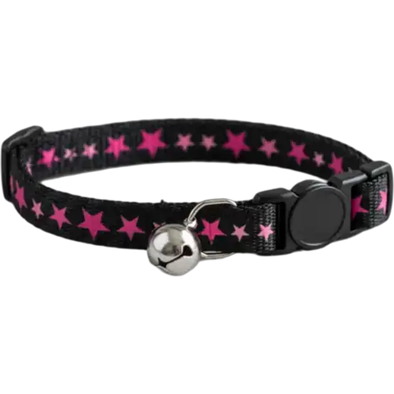 Daro Pink & Black Stars Breakaway Bell Cat Collar