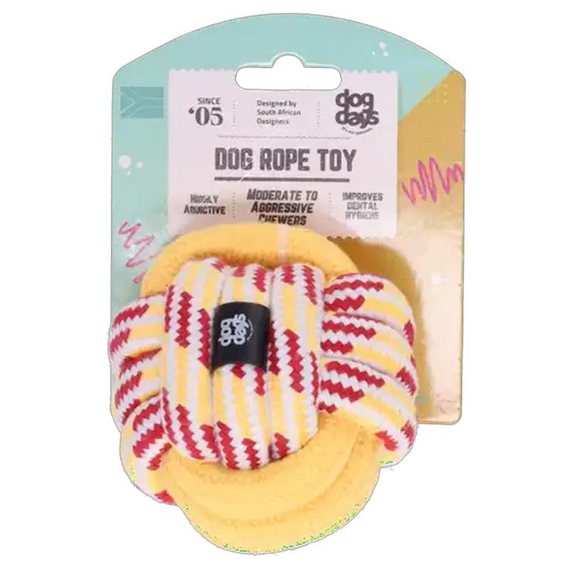 Dog Days Yellow Dog Rope Toy 8cm
