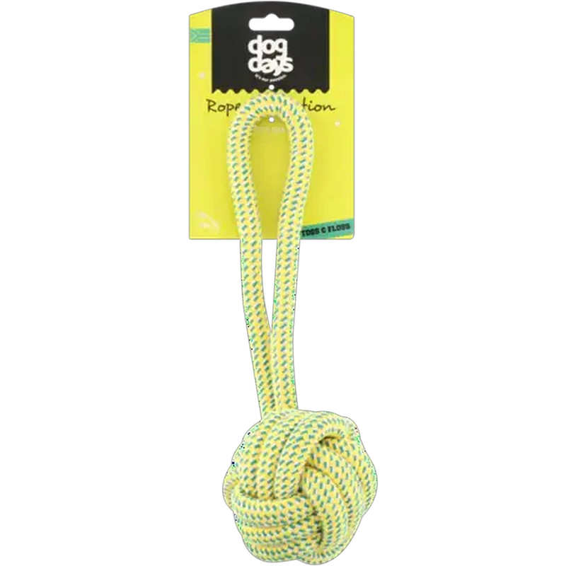 Dog Days Yellow Knot Rope Dog Toy 30cm