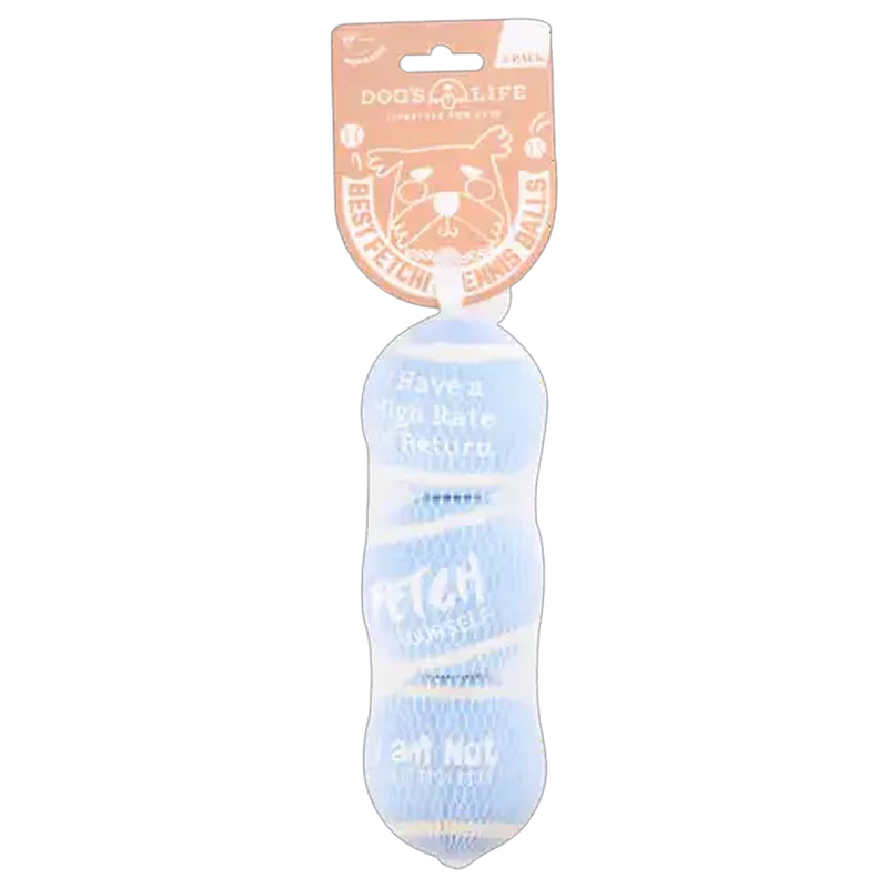 Dog's Life Baby Blue Tennis Ball Dog Toy Medium 3-Pack