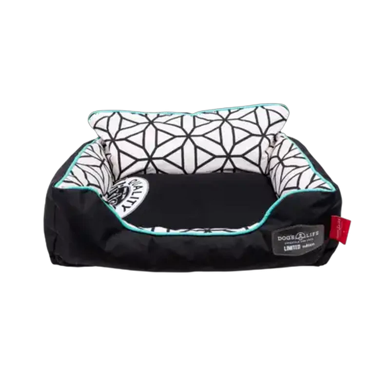 Dog's Life Black Geometrics Couch Napper XL Dog Bed