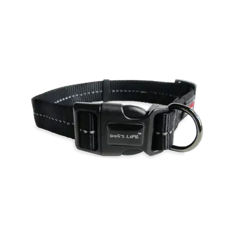 Dog's Life Black Supersoft Reflective Webbing Collar (Small)
