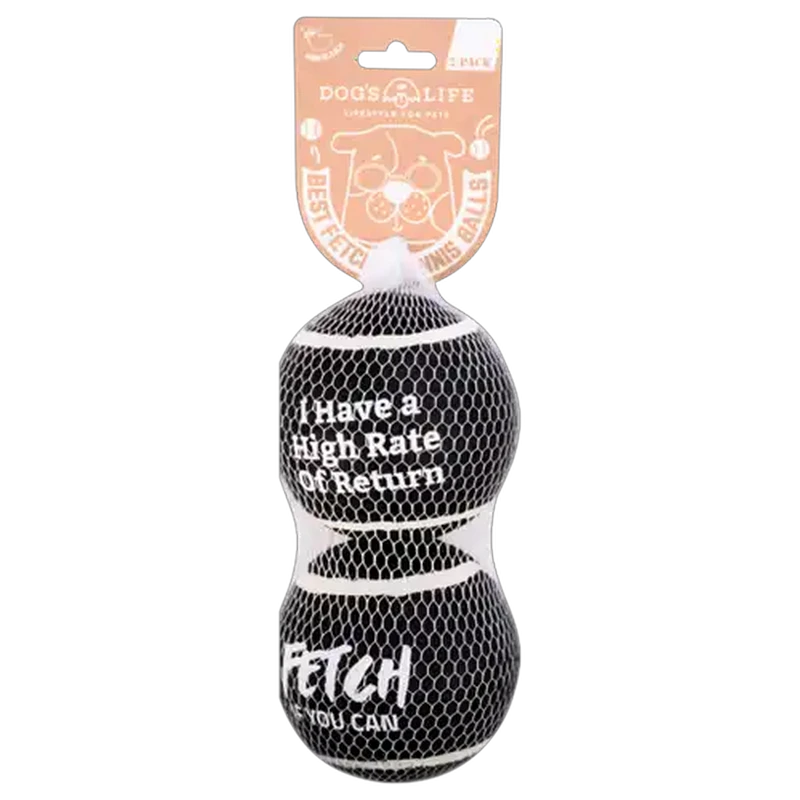 Dog's Life Black Tennis Ball Dog Toy Large 2-Pack