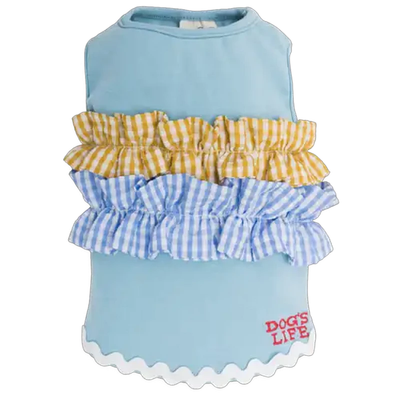 Dog's Life Blue Summer Ruffle Tee Medium