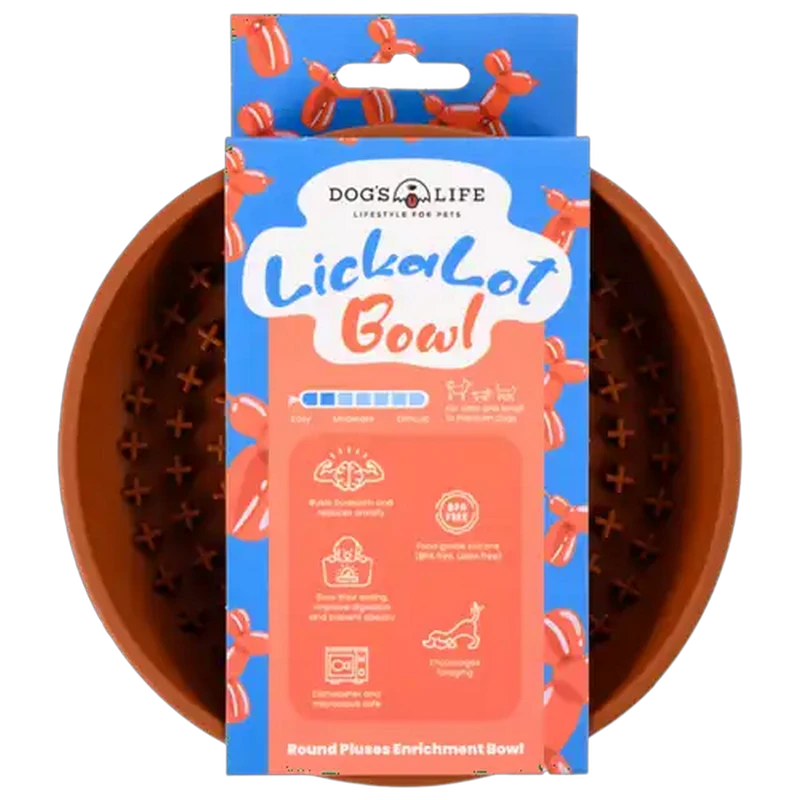 Dog's Life Brown Round Plus Lickalot Bowl