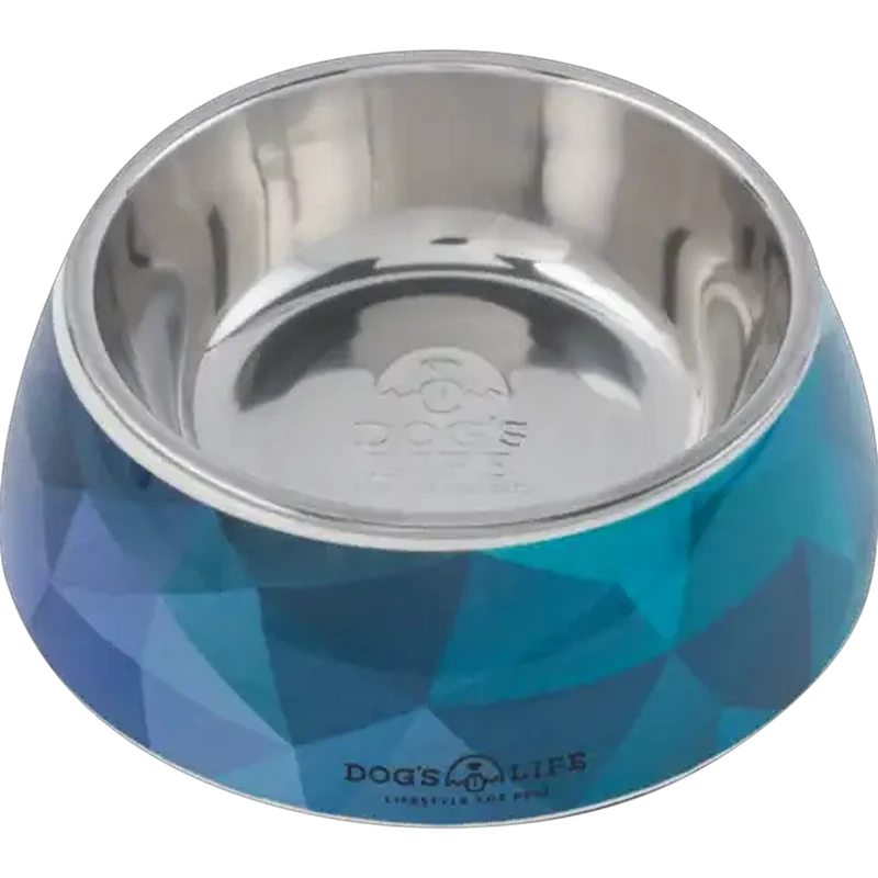 Dog's Life Large Blue Triangle Stainless Steel Dog Bowl