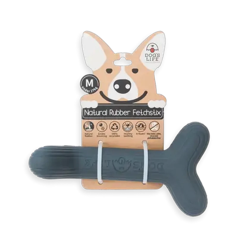 Dog's Life Large Grey Fetchstix Natural Rubber Dog Toy