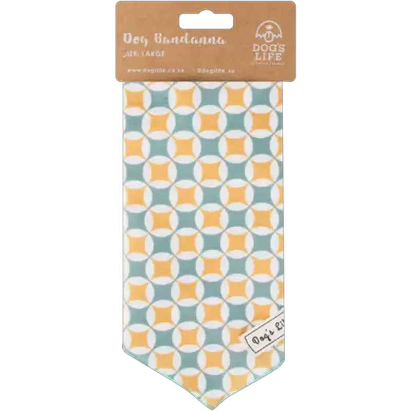 Dog's Life Large Teal, Orange & White Bandana