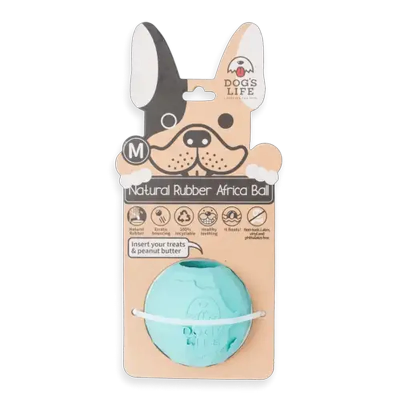 Dog's Life Large Turquoise Natural Rubber Africa Ball