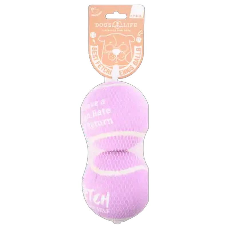 Dog's Life Lilac Tennis Ball Dog Toy Large 2-Pack
