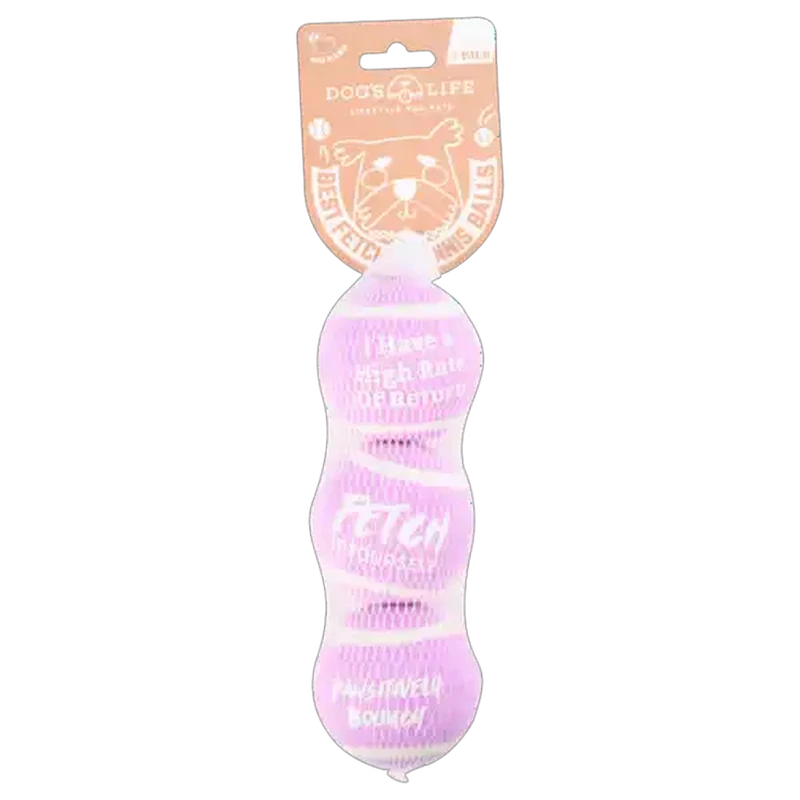 Dog's Life Lilac Tennis Ball Dog Toy Medium 3-Pack
