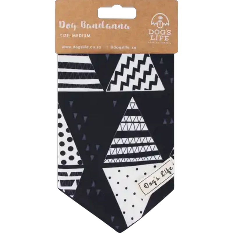 Dog's Life Medium Black & White Bandana