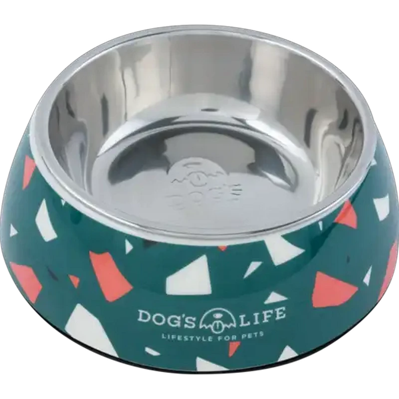 Dog's Life Medium Blue Terrazzo Stainless Steel Dog Bowl