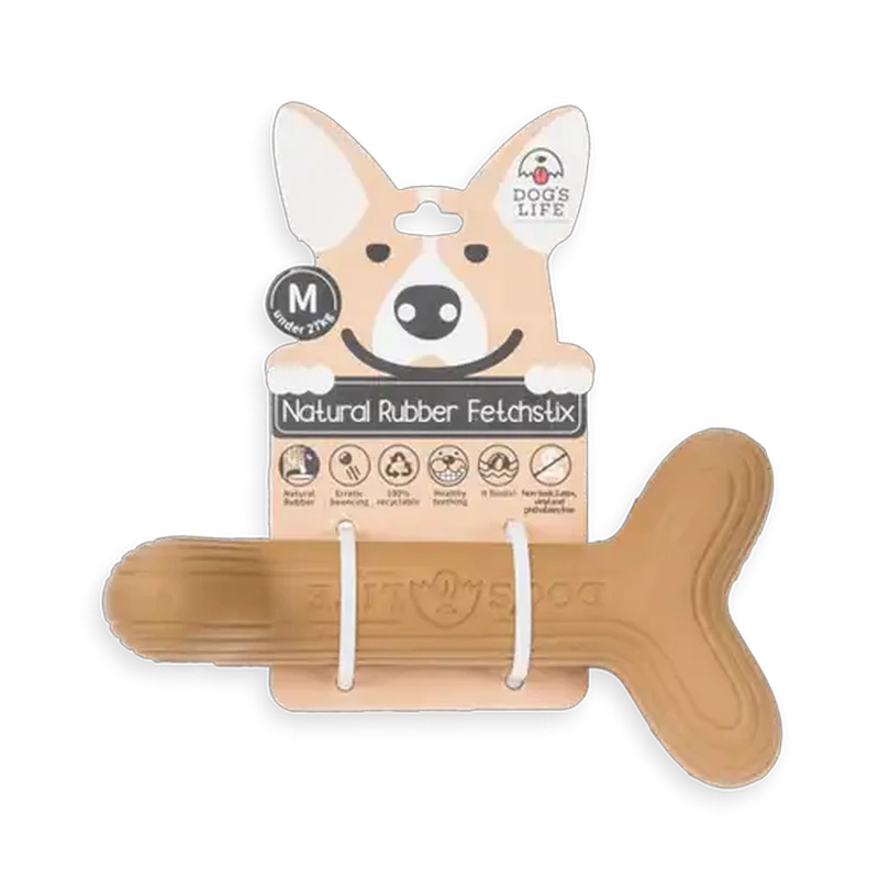 Dog's Life Medium Brown Fetchstix Natural Rubber Dog Toy