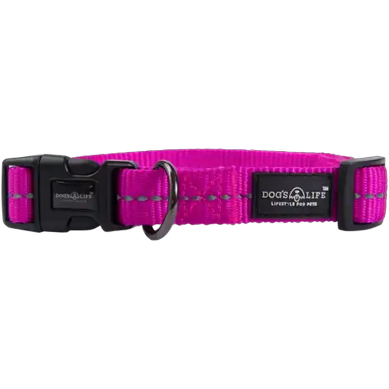 Dog's Life Medium Magenta Webbing Dog Collar