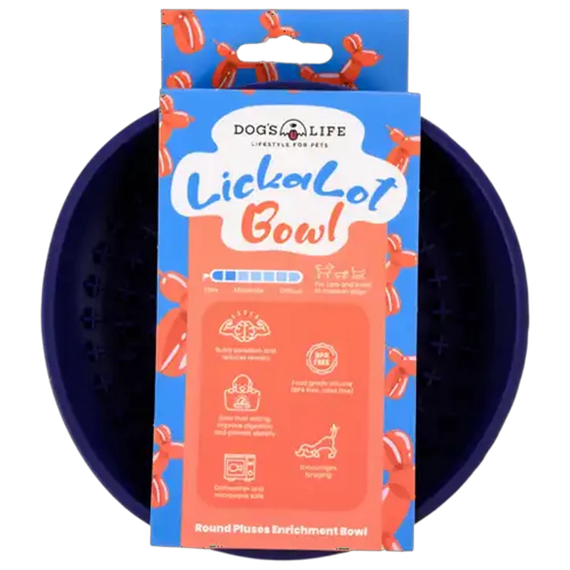 Dog's Life Navy Round Plus Lickalot Bowl
