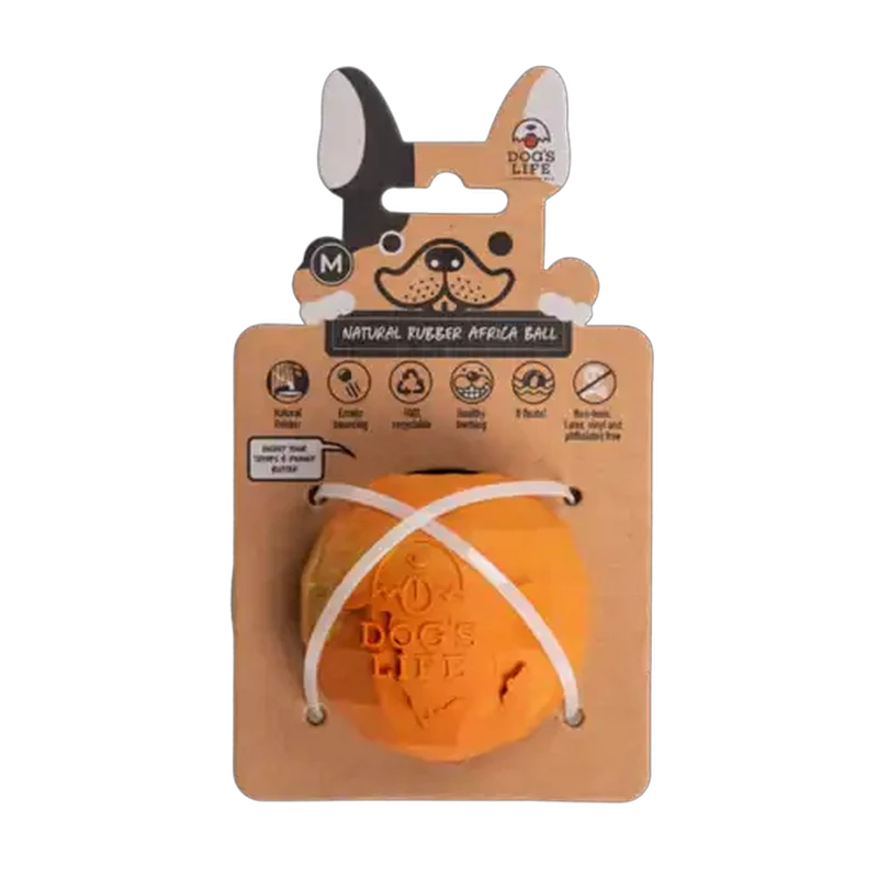 Dog's Life Orange Rubber Africa Ball Large Dog Toy