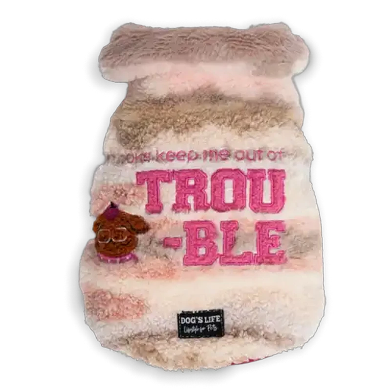 Dog's Life Pink Keep Me Out of Trouble Pet Jacket 2XL