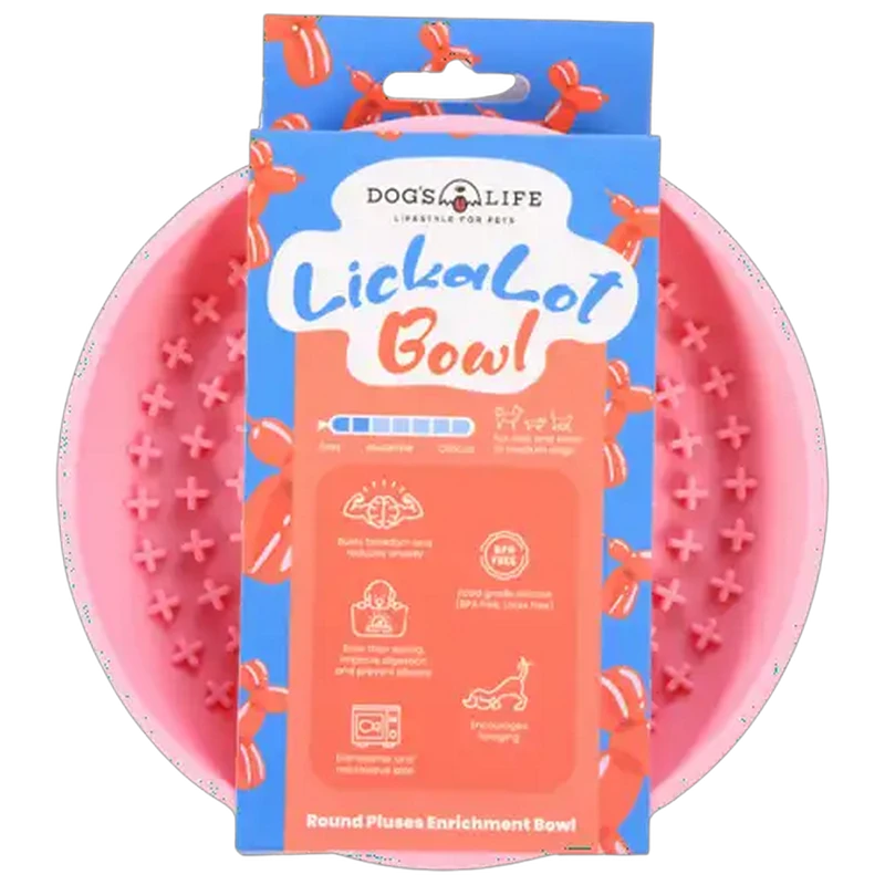 Dog's Life Pink Round Plus Lickalot Bowl