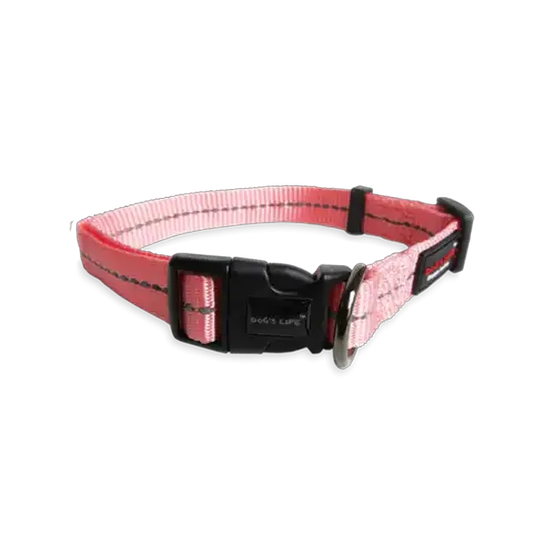 Dog's Life Pink Supersoft Reflective Webbing Collar (X Large)